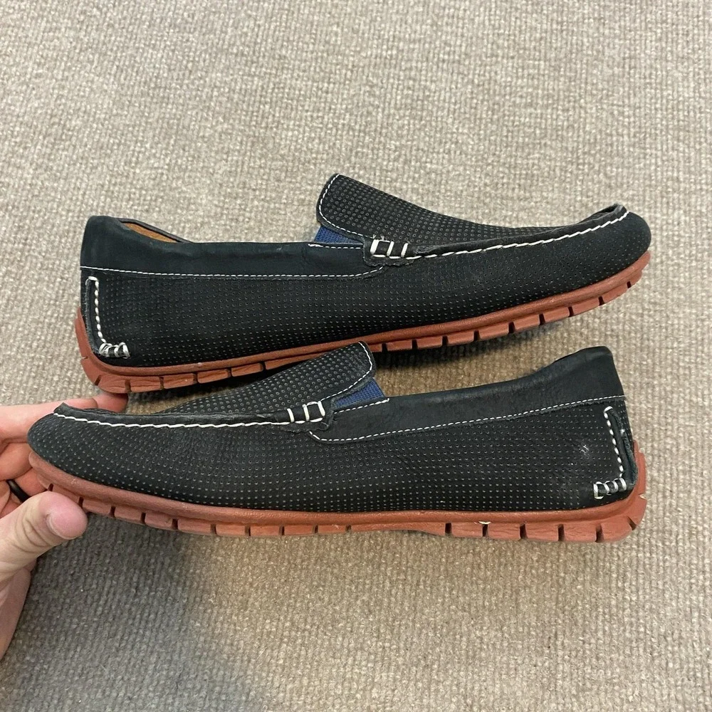 Johnston & Murphy Shoes Mens Size 8.5 Black Leather Slip On Loafers 25-8437